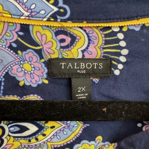 Talbots Plus Navy Floral Paisley Blouse Women’s Plus Size 2X Career Office - Picture 12 of 14